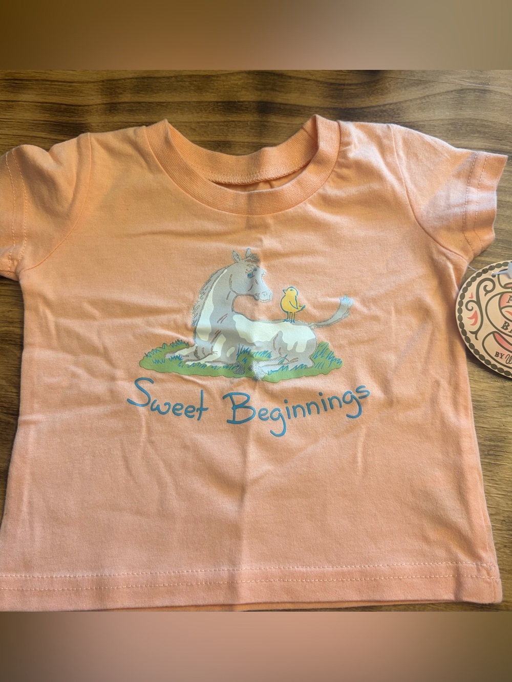 Wrangler Peach Short-Sleeve Tee with Horse & Chick Graphic